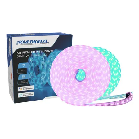 Kit Fita LED Wi-Fi NovaDigital 10m RGB Compatível Alexa Tuya Smart Life