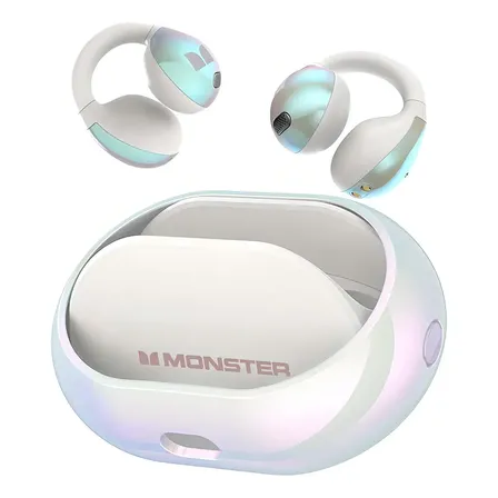 Fone de Ouvido Monster E31 Clip-ear Sem Fio Branco Com Bluetooth e Cancelamento de Ruído