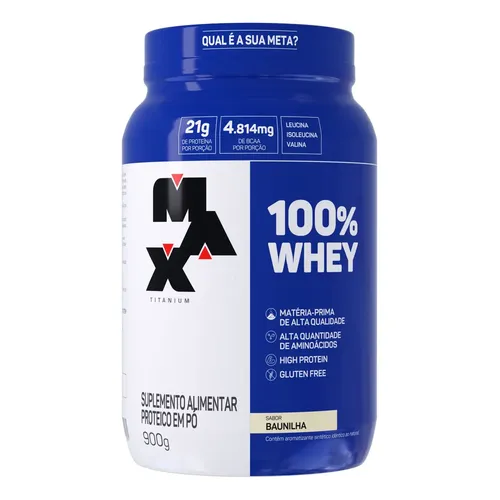 Whey 100% Concentrado - 900g - Max Titanium Sabor Baunilha