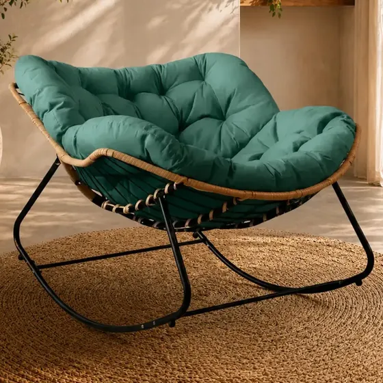 Poltrona de Balanço Nutchair Cadeira Decorativa Verde Confortável