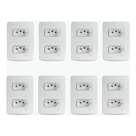 Kit 8 Conjunto De Tomadas 2p+t 10a 4x2 Branca - Schneider Branco