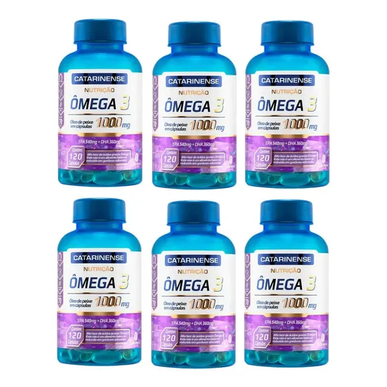 Ômega 3 Catarinense 1000mg Kit 6 Frascos 720 Cápsulas Sem Sabor
