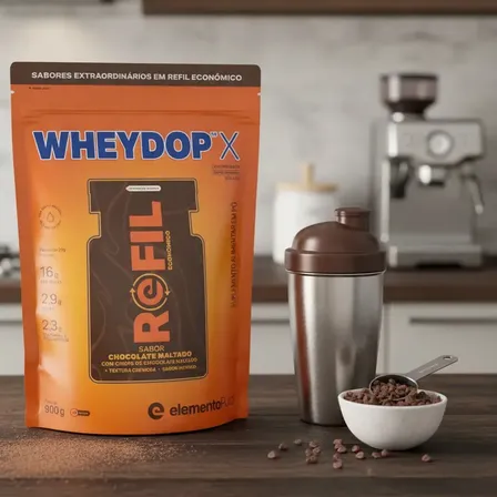 Refil Whey Protein ElementoPuro Wheydop X 900g de Chocolate Maltado