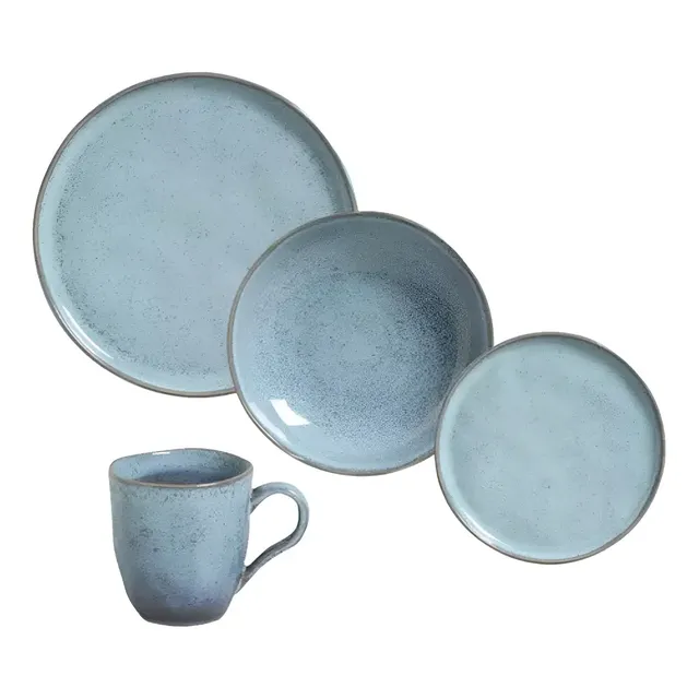 Aparelho de Jantar Cerâmica Stoneware Bio Breeze 16 Peças Azul-claro Porto Brasil