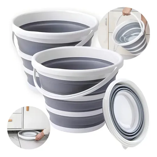 Kit com 2 Baldes Retráteis de Silicone Flexível 10L para Limpeza e Casa ÓH CÉUS Aletronix