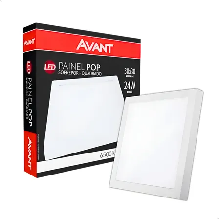 Plafon Led Quadrado 24w Painel Sobrepor Slim Avant 1ª Linha 127/220v Branco