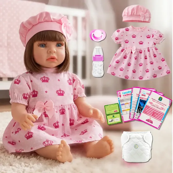 Bebê Reborn Realista Silicone Boneca Pode Dar Banho Vestido