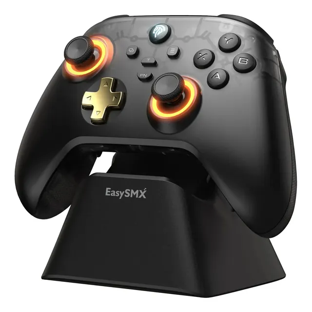 Controle sem fio EasySMX D05 com base de carregamento, gamepad para PC, Switch, celular e Smart TV, preto