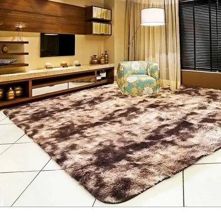 Tapete 1,50 X 1,00 Pelos Altos Felpo Felpudo Pra Sala Quarto Cor Tabaco Mesclado