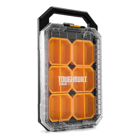 Caixa Organizadora Tampa Translucida Stacktech Toughbuilt Laranja