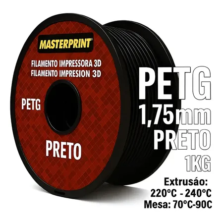 Filamento Masterprint, Petg Preto, 1.75mm