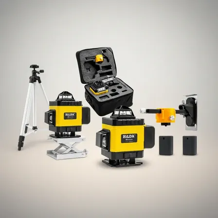 Nível Laser 16 Linhas Verde Hilda 2 Baterias Recarregável 4d 360 Profissional Suporte Tripé Regulável De Alumínio 1,2 Metros Horizontal Vertical Esquadro Prumo Laser Forro Ferramenta