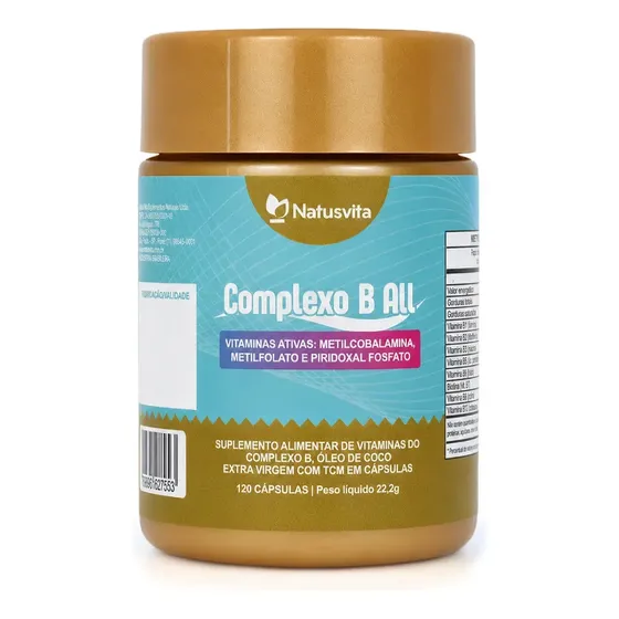 120 cápsulas Complexo B Vitaminas Ativas B1 B2 B3 B5 B6 B7 B9 B12 Metilcobalamina Metilfolato Piridoxal Fosfato Alta Absorção com TCM e Óleo de Coco Suplemento Completo Concentrado Vitaminas Ativas