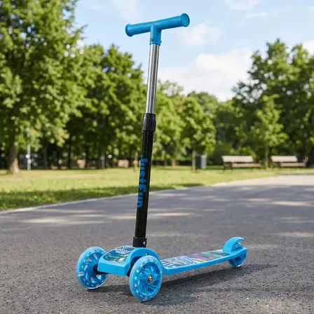 Patinete Infantil 3 Rodas De Led Dobrável Scooter Crianças JustFun Brinquedos Cor Azul