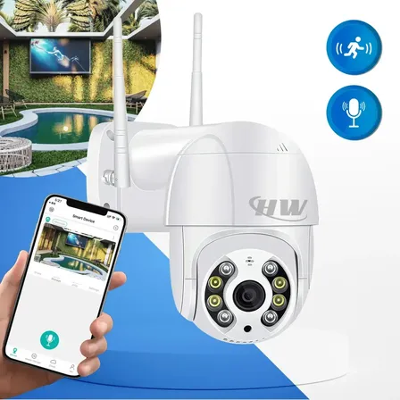 Câmera de segurança HW A8 Wi-Fi Smart Camera IP PTZ com resolução 2MP - branco