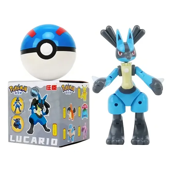 Pokebola Com Pokemon Lucário De Brinquedo Articulado Coleção