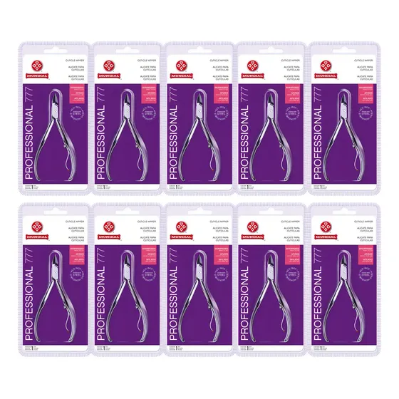 Kit 10 Alicate Cutícula 777 Inox Profissional Unha Mundial