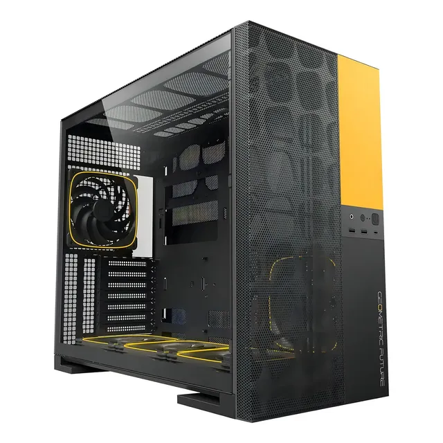 Gabinete Gamer Geometric Future Model 5 Vent Com Fans Preto e Amarelo