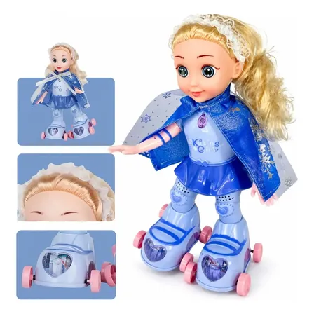 Boneca Patinadora Infantil Canta Dança Patina Com Luzes Coloridas E Pilhas Inclusas Brinquedo Musical Para Meninas