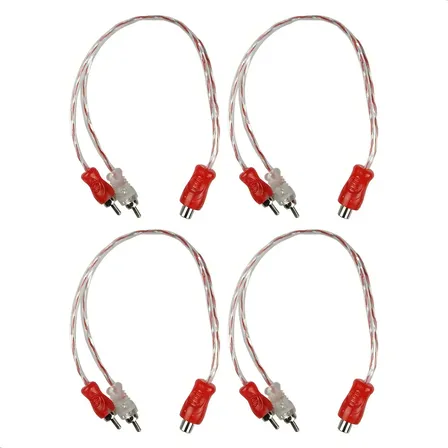Kit 4 Cabos Y Rca Injetado Nvk De 2 Machos E 1 Fêmea
