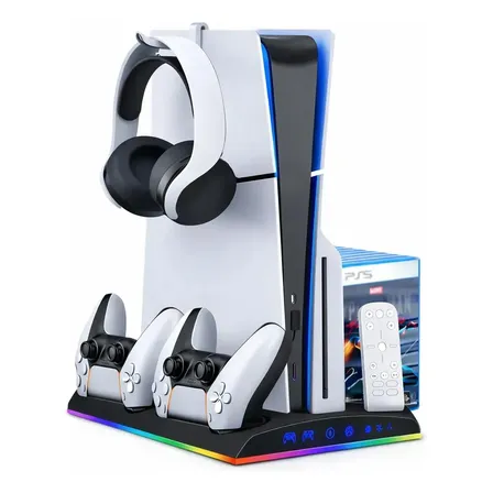 Base Para Comando De Jogos Ps5 Slim E Fat Dobe Tp5-3570 Compatível Com Comando De Jogo Rgb Cor Preto