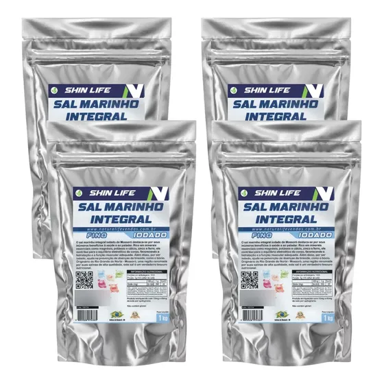 Sal Integral Moido Fino Iodado 4kg 100% Integral De Mossoro