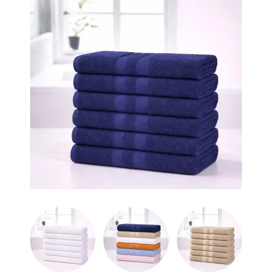 Kit 6 Toalha de Rosto Lisas Algodão Leves Macias Enxuta Toalha Para Salão Academia Hotel Pousada Clínica Pet Shop Barbearia Lavabo Banheiro Uso Diário Azul Marinho Escuro - 44x60 cm - Renova Enxovais