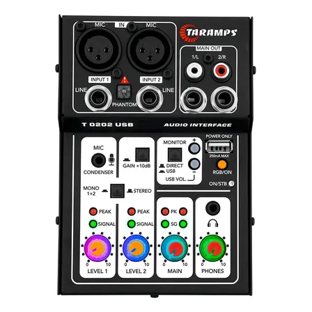 Mesa De Som Taramps T0202 Usb Preta Para Streaming E Live Gamer Com Led Rgb 5v