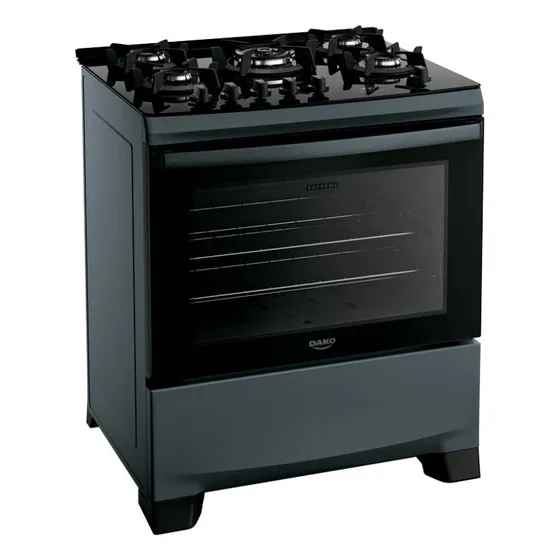 Fogão 5 Bocas Dako Supreme Glass Mesa De Vidro Com Timer Touch Titanium Bivolt Titânio 127/220v