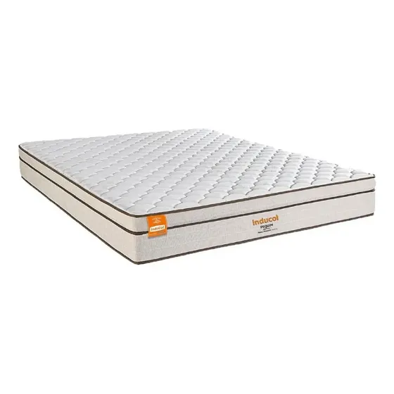 Colchão Queen Inducol Pequim 198x158cm Com Molas E Euro Pillow Branco/bege
