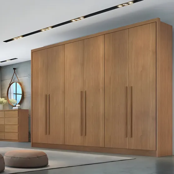 Guarda-Roupa Casal 6 Portas 6 Gavetas MDF Cor Cumaru Horizonte