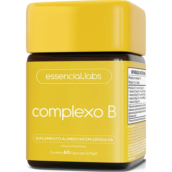Vitaminas Do Complexo B - Forma Ativa Pura B1 B2 B3 B5 B6 B7 B9 B12 - 60 Cápsulas Softgel Sem Sabor