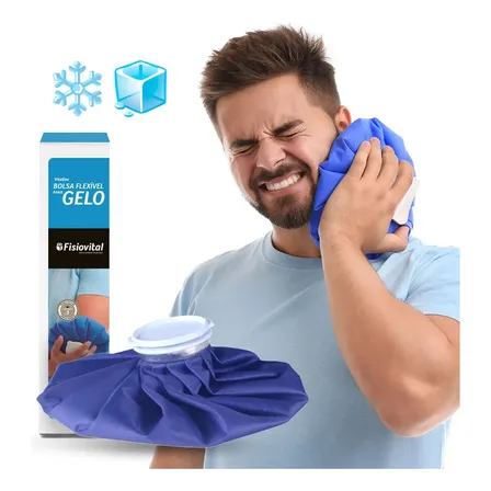 Bolsa De Gelo Flexível Fisiovital Crioterapia Para Lesões, Inchaço E Dores Musculares E Articulares Tam G - 1800ml Cor Azul