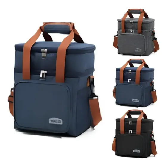 Bolsa Térmica Elegante Epsilon Transversal Alça De Ombro Marmita Bebida Academia Trabalho Cor Azul