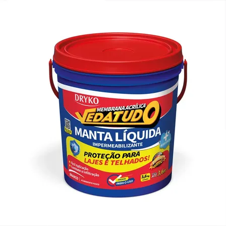 Manta Líquida Dryko Veda Tudo 3,6kg Impermeabilizante Branca Acrílica Branco Fosco