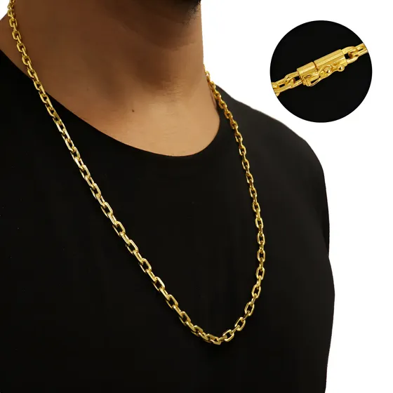 Corrente De Moeda Antiga Que Não Suja - 6mm Banhado A Ouro Cor Dourado