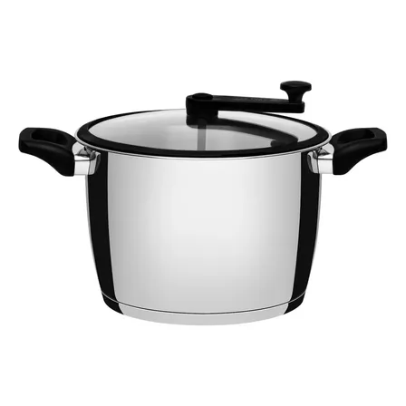 PANELA PIPOQUEIRA TRAMONTINA EM AÇO INOX E BORDA EM SILICONE 22CM 5,6L 62658/220