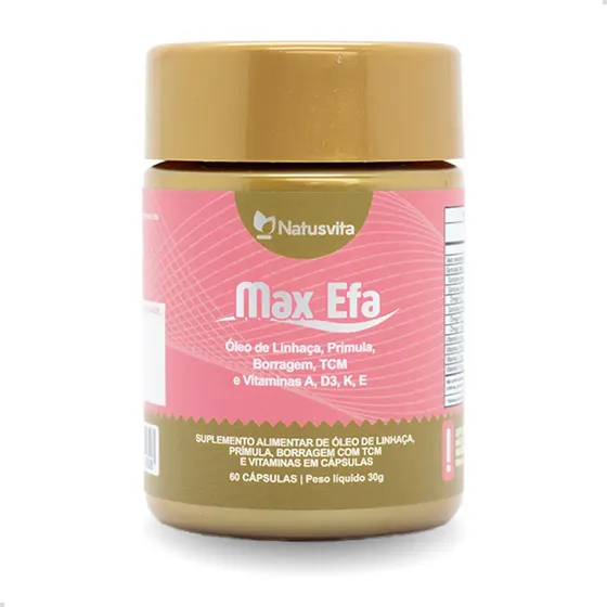 Suplemento Menopausa Climatério TPM Max Efa - Óleo De Linhaça Prímula Borragem + Tcm + Vitamina A, D, K e E 60 Cápsulas