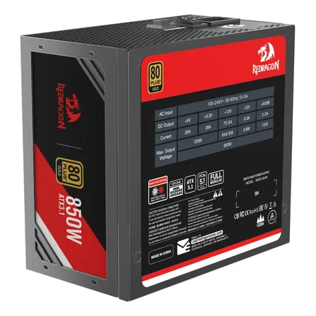 Fonte Atx Gc-ms01 80 Plus Gold 850w Preto Redragon