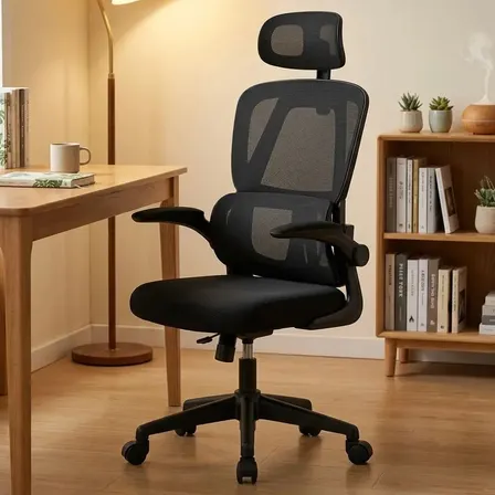 Cadeira Presidente Ergonômica Sweet Studio Giratória Com Apoio Lombar Regulável Preta Preto Malha