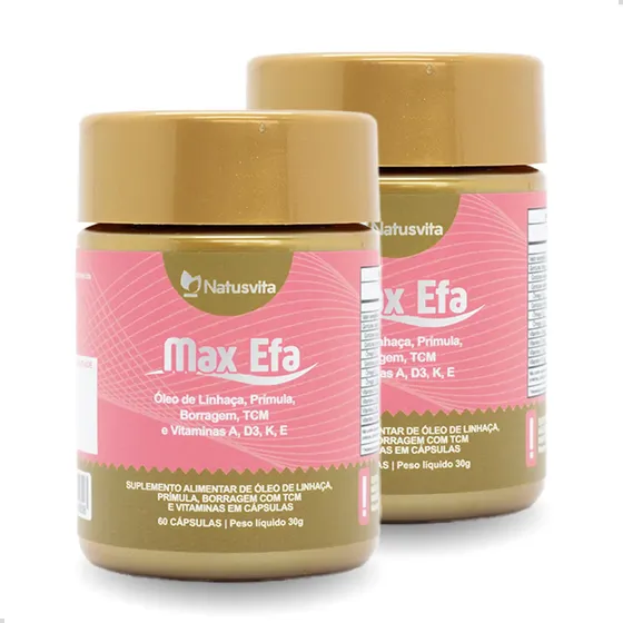 Kit 2 Und Max Efa (óleo De Linhaça Prímula Borragem) Com Tcm + Vitamina A D K e E Suplemento Menopausa Climatério TPM em Cápsulas