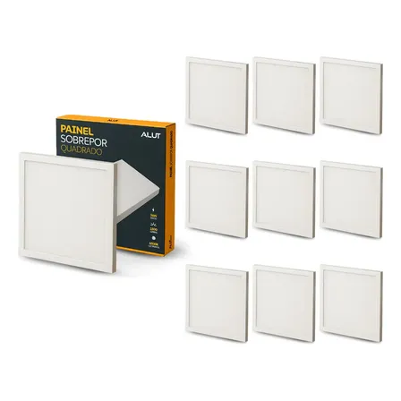 Kit 10 Painel Led Plafon Easy 30w 39x39 6500k Sobrebor Quadrado Alut Branco