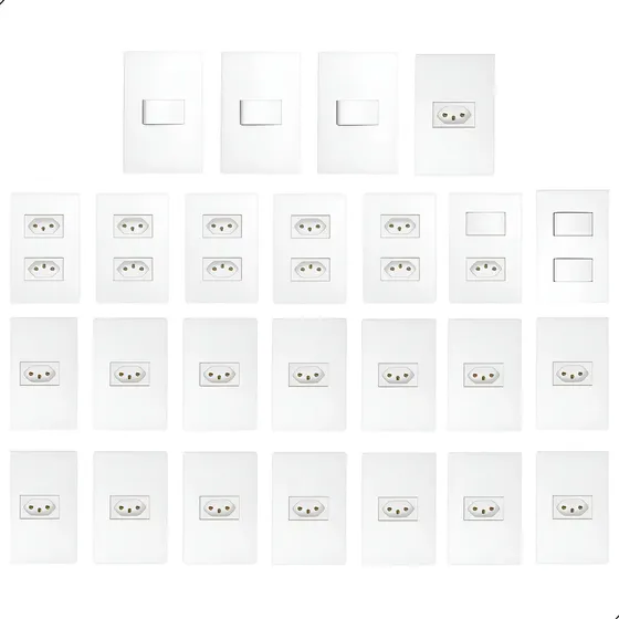 Kit Casa 25 Pçs Tomadas E Interruptores Branco