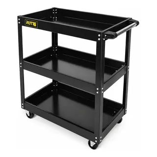 Carrinho Ferramentas Aberto Com 3 Bandejas Metal Preto Rotta