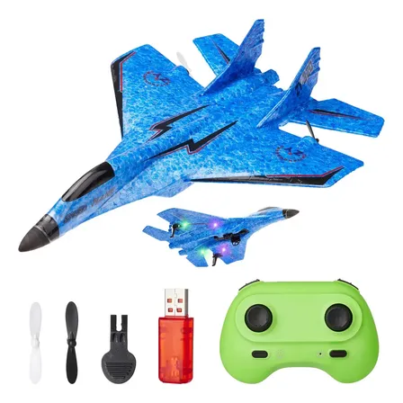MoveBrinca Avião Controle Remoto Crianças Anti-choque Drone De Brinquedo, Avião Rc De 2 Canais E 2.4 Ghz Com Luzes, Avião De Combate Rc De Espuma Para Adultos E Crianças