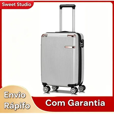 Mala de Viagem Bordo Rígida Sweet Studio Prateada, de ABS e 4 Rodas