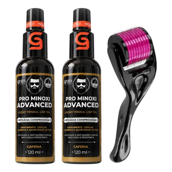 Kit 2x Tônico Pro Minoxi + Dermaroller Para Cabelo E Barba Fragrância Derma 1.0