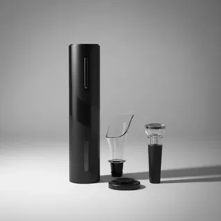 Abridor de Vinho Elétrico Automático Preto Com Aerador e Cortador