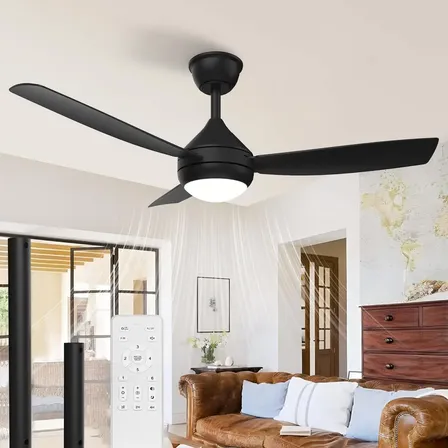 Ventilador De Teto Fansvento Moderno De 42 Com Luz Led, Silencioso E Controle Remoto 1.067 M 60hz Preto 127/220v Plástico 3