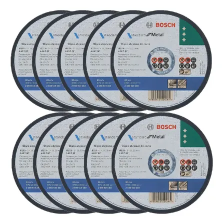 Kit 10 Discos De Corte Bosch Deep Cut 4.1/2x1.0x7/8 2608619383 Cinza